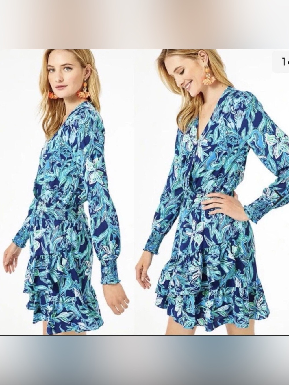 Lilly Pulitzer Cristiana Stretch Dress High Navy Take it or Leaf it Size 00